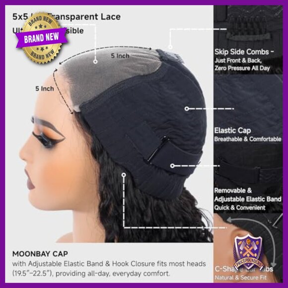 24 Inch Glueless Human Hair Wig Deep Wave 5x5 HD Lace Closure 200 Density main image 6